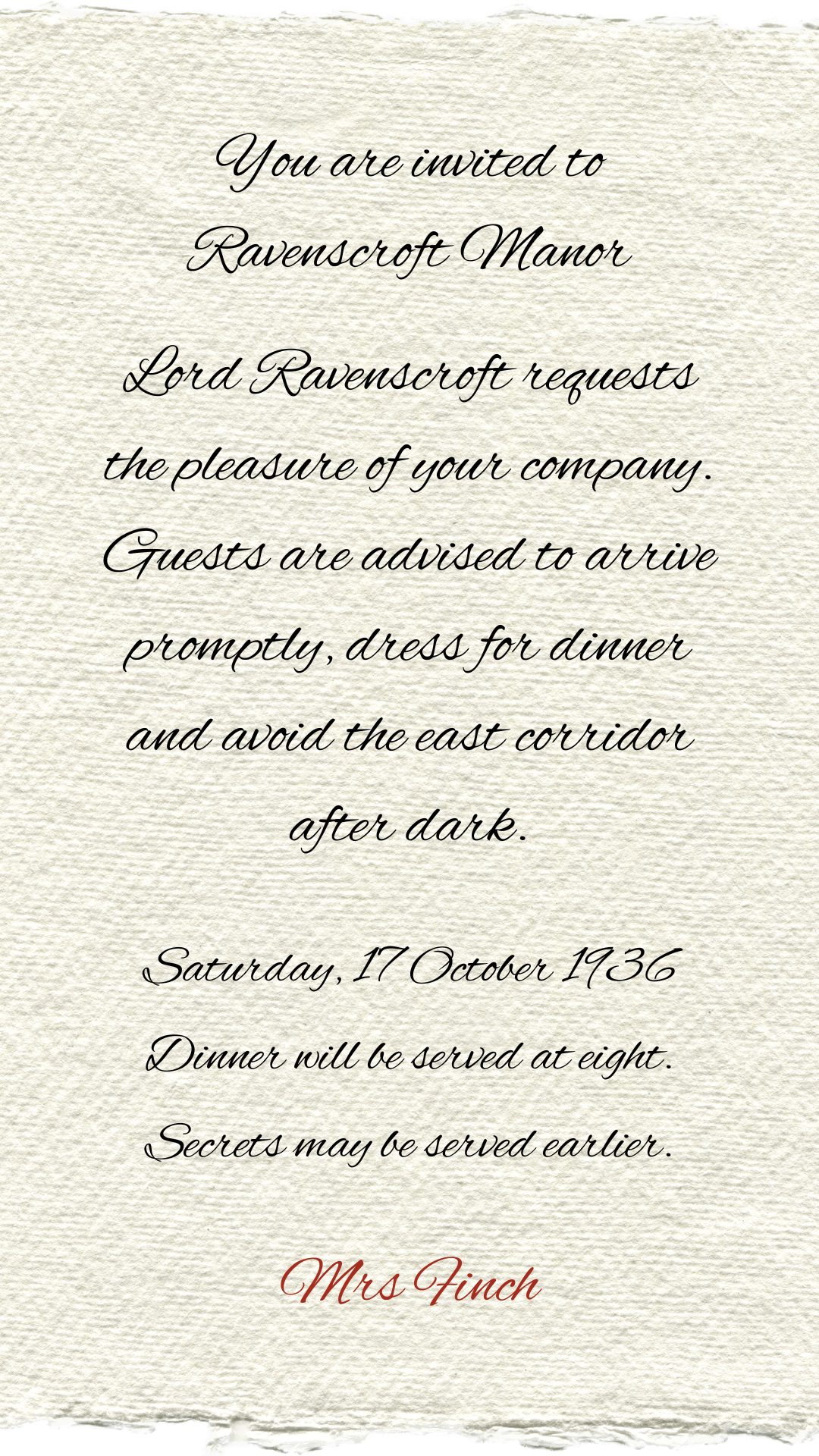Invitation to Ravenscroft Manor